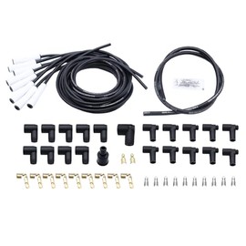 Juego de cables de bujía de cerámica universal, 8 mm, bota de cerámica recta de 180 grados, compatible con motores SBC BBC Chevy Ford
