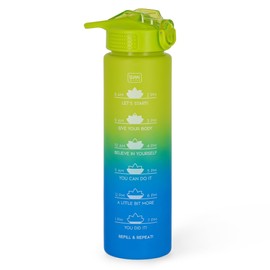 LEGAMI Motivational Water Bottle 1L - Love Yourself Water Bottle with Schedules for Drinking, Ideal for Sports, Hydration, Airtight, Reusable, Durable, BPA-Free, with Straw