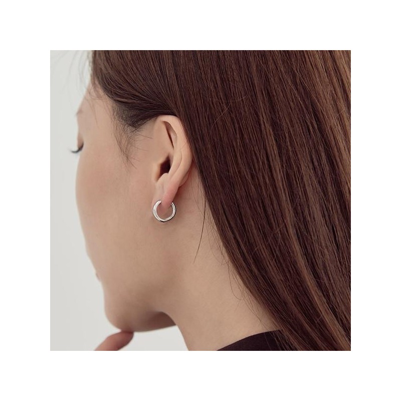 Basic one touch silver earrings (14mm) OTE124702N stone color /