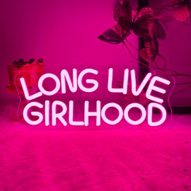 Long Live GirlHood Neon Sign, Dimmable LED Pink Rodeo Girl Quote Neon Light Kids Wall Art, USB Powered for Classroom Nursery Kids Room Decor Birthday Party Teens Girls Gifts(11.8 * 5.1in)