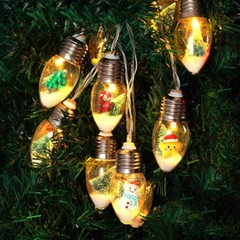 TrisolarSystem 2PC 6.6ft Christmas Lights Indoor, Christmas Tree Snow Globe String Lights,10 LED Globe Bulbs String Light with Christmas Tree & Snowman & Cute Ornaments,Christmas Decoration
