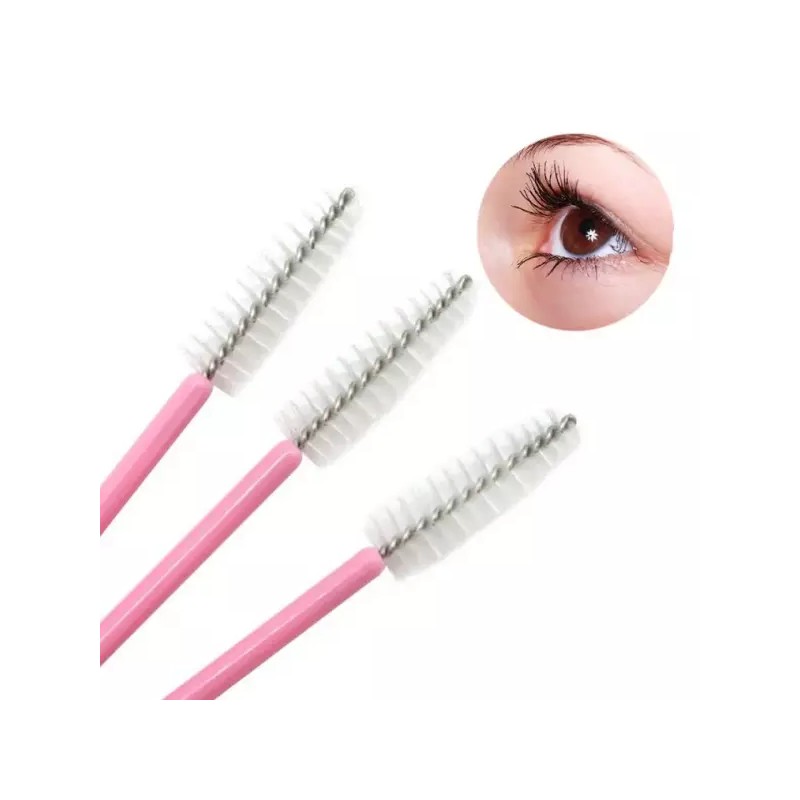 브러쉬 속눈썹 마스카라빗 50개 핑크화이트 Brush Eyelash Mascara Comb 50pcs