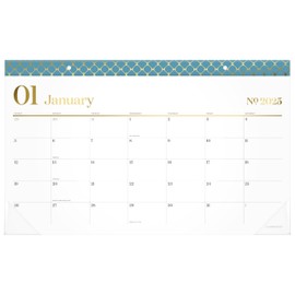 Cambridge 2025 Desk Calendar, Desk Pad, Monthly, 17-3/4" x 11", Compact, WorkStyle, Seaside Blue (1606-705-12-25)