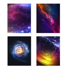 Galaxy and Space Canvas Wall Art - Colorful Starry Pictures for Living Room/ Blue Starlight Nebula Nursery Decor Artwork / Office Painting Wall Decorations 4 Pieces 8x10 Inches Unframed