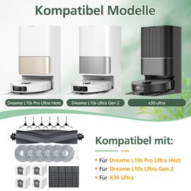isinlive 22 St1ck Zubeh?rset f1r Dreame L10s Pro Ultra Heat / L10s Ultra Gen 2/Mova E30 Ultra/x30 ultra, 1*Hauptb1rste 4*Staubbeutel 6* Wischt1cher 4*Filter 6*Seitenb1rsten, Ersatzteile Saugroboter