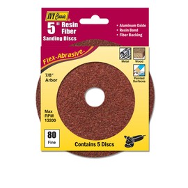 IVY Classic 42315 Flex-Abrasive 5-Inch x 7/8-Inch 80 Grit Fine Resin Fiber Disc, 5/Card