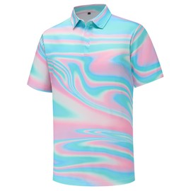 Mens Golf Polo Shirts Funny Golf Shirts for Men Short Sleeve Performance Moisture Wicking Dry Fit Neon Golf Polo Shirts