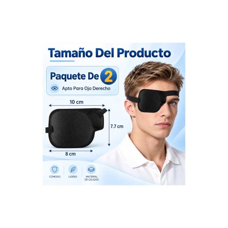 2PCS Parches para Ojo Perezoso Ajustables para Ambliopía (Ojo Derecho)