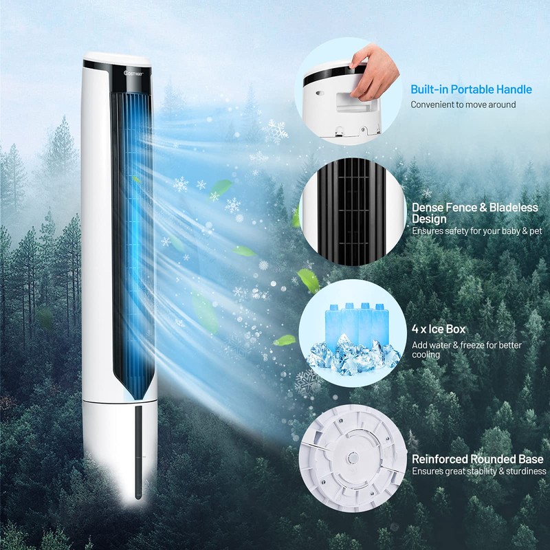 COSTWAY Portable Evaporative Air Cooler for Room, 41 Inches Cooler