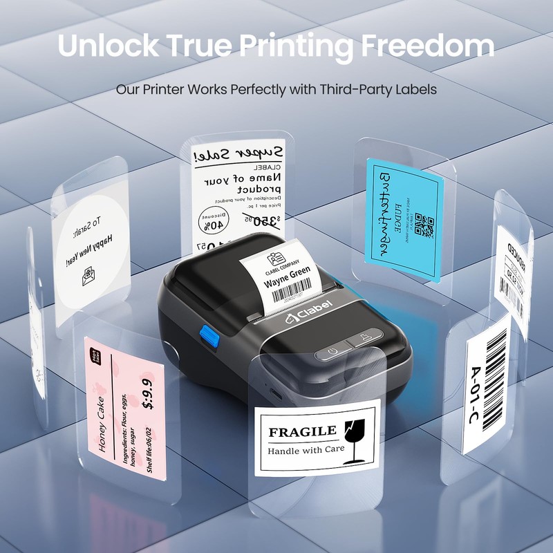 CLABEL Label Maker Barcode Printer 220B Thermal Bluetooth Mini Label