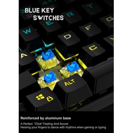 TDT Mechanical Gaming Keyboard,Wired 104 Keys RGB Keyboard with Blue Switch, Programmable RGB Backlit for Windows Gaming PC