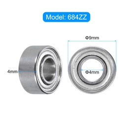sourcing map 5pcs 684ZZ Miniature Deep Groove Ball Bearings 4x9x4mm Double Shielded Bearings for Electric Motor, Home Appliances, Garden Machinery, P5 (ABEC 5)