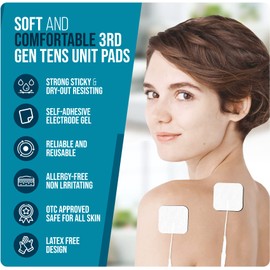 TENS Unit Replacement Pads TENS Unit Pads TENS Pads 2x2”8 PCS Electrodes Pad Reuse More Than 35-50Time, Self Stick and Non-Irritating,Tens Electrode Pads for TENS/EMS Muscle Stimulation Machine