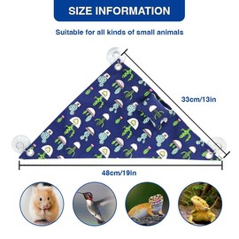 hokable Bearded Dragon Hammock Swing Hanging Reptile Bed Lounger with Pillow Hooks & Suction for Large Small Bearded Dragons Geckos Lizards Snakes (Blue)