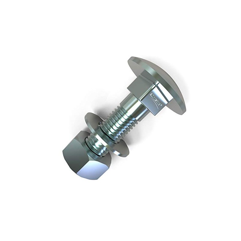 AUPROTEC M6 Carriage Bolts Round-Head Screws + Nuts and Washers