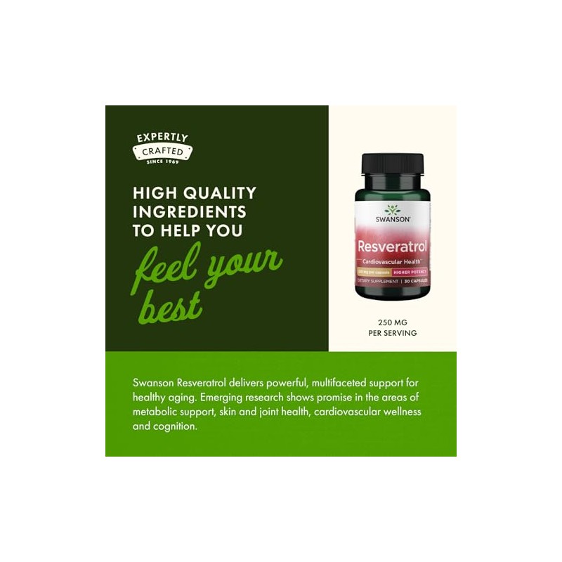 Swanson Resveratrol - Higher Potency 250 mg 30 Caps (3