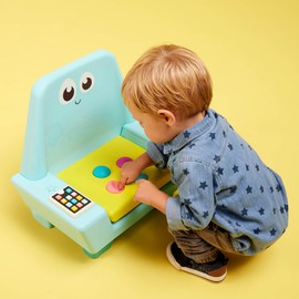 B. toys – Interactive Musical Chair – Little Learners – Developmental Toy for Kids – Toddler Chair with Light-Up Tablet & Activities – Music, Sounds, Lights, Buttons, Storage – 12+ Months