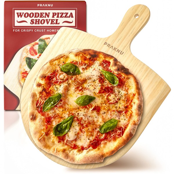 Pizza Peel Wood – Natural – Made of Pine Wood – Polished Edges – For Pizza with Diameter 28-30 cm