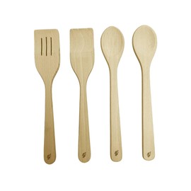 efo Wooden Spatulas for Cooking Set - Wood Spoons - Fish Egg Wok Slotted Spatula - Food Turner - Kitchen Essentials for Mixing Stirring - Housewarming Gift - Kitchen Cooking Utensils Set of 4