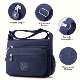 YYW Cross Body Bag Women, Women's Cross-Body Bags with Adjustable Strap Ladies Crossbody Bag Handbags Waterproof Multi-Pocket Shoulder Bags Messenger Bag for Women Shopping Daily Use (#003Navy)
