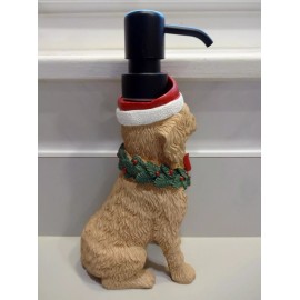 Dog CHRISTMAS SOAP DISPENSER Golden Labrador Retriever Spaniel Lotion Santa Hat