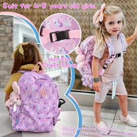 VX VONXURY School Backpack for Girls,Lightweight Toddler Backpack with Front Chest Buckle for Kindergarten Preschool Kids, Pink Unicorns