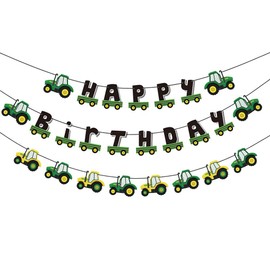 Green Tractor Happy Birthday Banner Tractor Birthday Party Supplies Farm Party Decorations for Kids Baby Shower Happy Birthday Garland