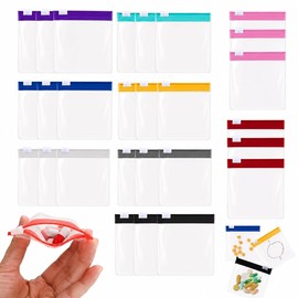 Pack of 27 Portable Pill Pill Bags Transparent Plastic Mini Zip Bag 7.6 x 7 cm Multicoloured Reusable Storage Organisation Travel Household