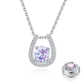 RANDES Alexandrite Horse Shoe Pendant Birthstone Jewelry for Women Sterling Silver Chain with Diamond Horseshoe Pendant Necklace