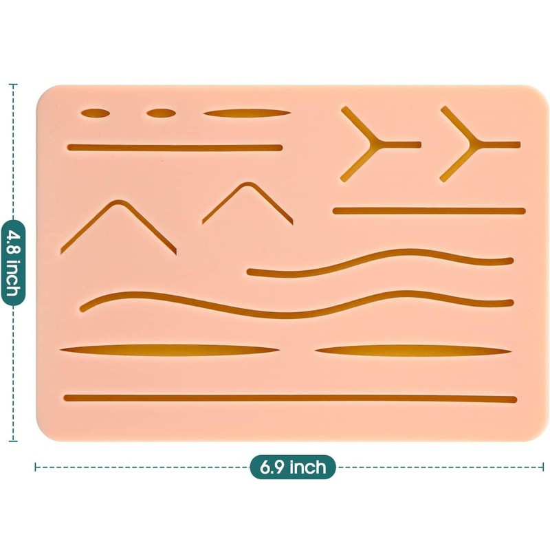 Suture Practice Pad 3-Layer Silicone with 14 Pre-Cut Wounds –