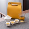 Mutton fat jade tea set, travel tea set, one pot,