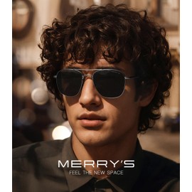 MERRY'S Classic Square Aviator Military Polarized Sunglasses for Men or Women S8636