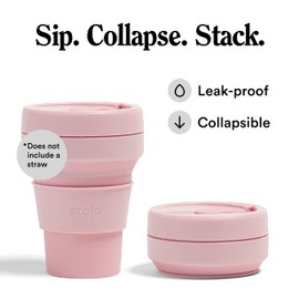 stojo Pocket CUP 12 oz / 355 ml Folding My Cup My Tumbler (CARNATION)