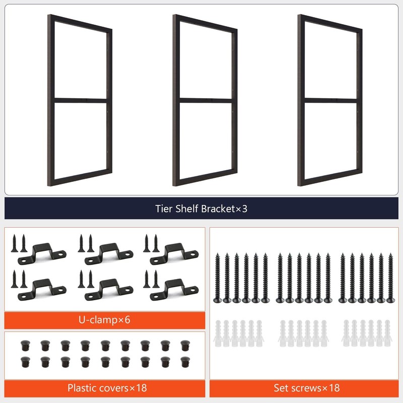 HARDJULAN 2-Tier Square Shelf Bracket, 26-3/8" Height, Wall/Ceiling Mount Storage