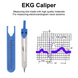 ECG Measuring Ruler, ECG Vernier Caliper, Stainless Steel, 0-2.4 Inch, Ruler, Design Divider, Measuring Tool for Nursing (Blue)