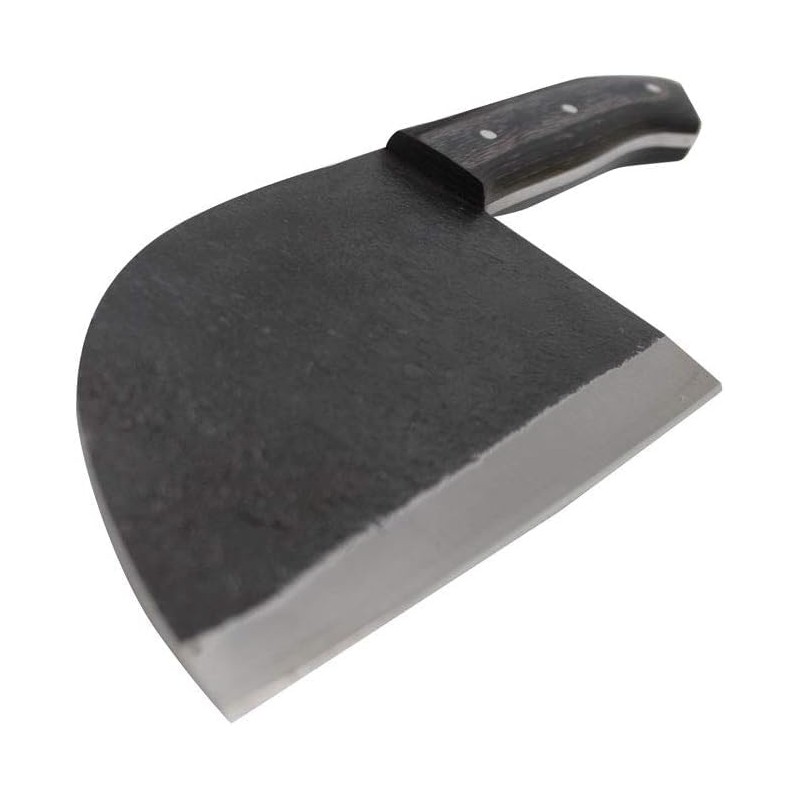 Old Ram Handmade Cleaver Style Hunting Butcher Knife With Leather