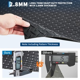 GarveeTech 7.8 x 18 ft Garage Floor Mat, 2.8 mm Thickened Flooring Roll Diamond Plate PVC Rubber Trailer Mat, Non-Slip Floor Protector Mat for Garage, Warehouse, Gyms, Trailer, SUV