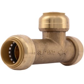 SharkBite 3/4 Inch Slip Tee, Push to Connect Brass Plumbing Fitting, Copper and CPVC, U3370LFA