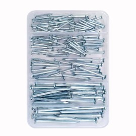 ELOOGAA 5 Sizes 120pcs Wall Nails Assortment Kit,Up to 2-3/8inch Long Nails for Hanging Pictures, Galvanized Hardware Nails,Good Hardness Wall Nails