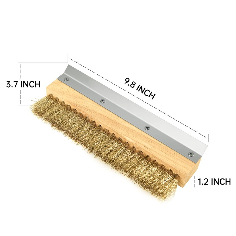 Wood Brush Head with Steel Scraper 9.6 Inch Pizza Oven