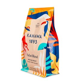 Kahawa 1893 Ground Coffee Medium Roast Safari Blend 12 Oz - As Seen on Shark Tank, High Antioxidants, Naturally Sweet, Organically Grown, Ethically & Sustainably Sourced