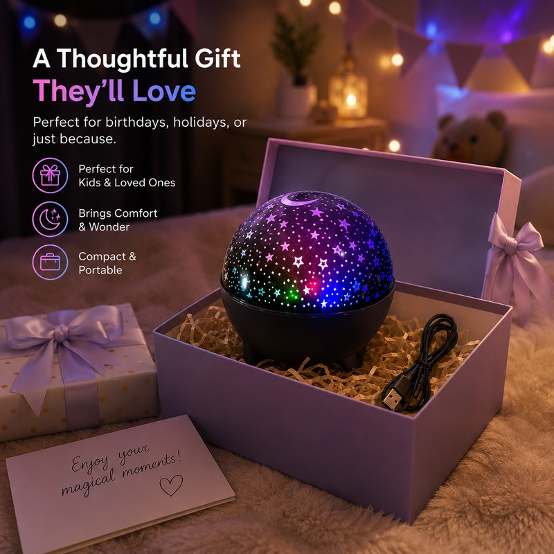 Star Galaxy Projector Night Light for Kids’ Rooms – USB