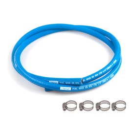 CNRAQR 1/4” Fuel Line Hose 5FT High Pressure Fuel Hose 400PSI 2.8Mpa NBR Rubber and CR Neoprene EN854-1TE for Automotive Fuel Systems Engines (Attached Hose Clamp)
