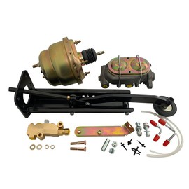 BST BSSP Universal Firewall Mount Power Brake Pedal 7" Dual Booster Master Prop DISC/DISC W/1" Bore GM Cast Iron Master Cylinder