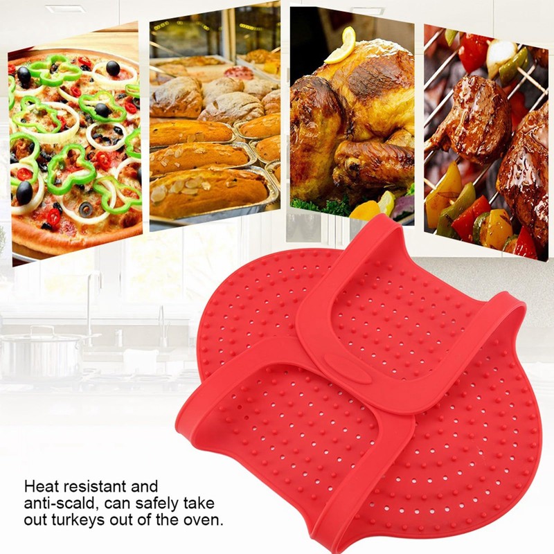 Kodrily Heat Resistant Turkey Lifter, Silicone Roasting Rack Non Stick,