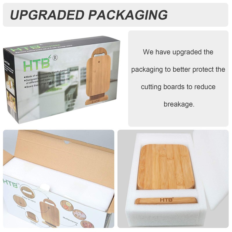 Bamboo Cutting Board Set for Kitchen,Small Cutting Boards with Holder,Serving