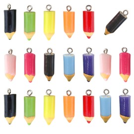 Honbay 20pcs Colorful Resin Pencil Charms Pendant for Earrings, Bracelets, Necklaces, Jewelry Making, DIY Crafts