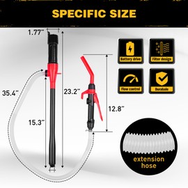 ELEAD Portable Battery Powered Pump - Red Electric Fuel/Water Transfer Pump 2.2 GPM, Liquid Siphon Pump with Adjustable Flow Control, Gas Pump with Filter Design, Gas Can Pump Ideal