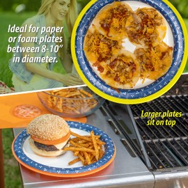 Besti Reusable Plastic Paper Plate Holders 10 Inch, 20 Piece Round Plastic Paper Plate Holder Set with Snap-In Grooves, Dishwasher Safe, 4 Assorted Colors