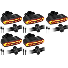 Smart Turn Signal,NineLeaf Bike Tail Light Rechargeable,Wireless Turn Signals,Back Light for Bike,IP65 Waterproof,Anti-Theft Vibration,6 Light Modes,Rechargeable,for Bicycles, Electric Bicycles,5PK